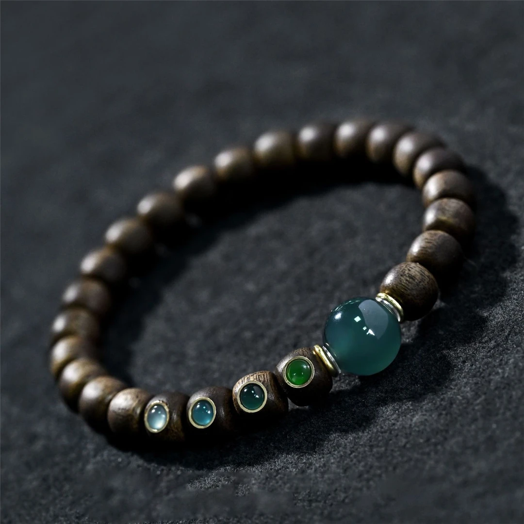 铜合金手链 复古木多宝串珠设计手链心想事成佛珠手串文玩配饰品.