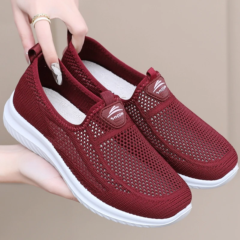 老北京布鞋夏季网鞋女透气网面薄款镂空防滑软底中老年妈妈健步鞋