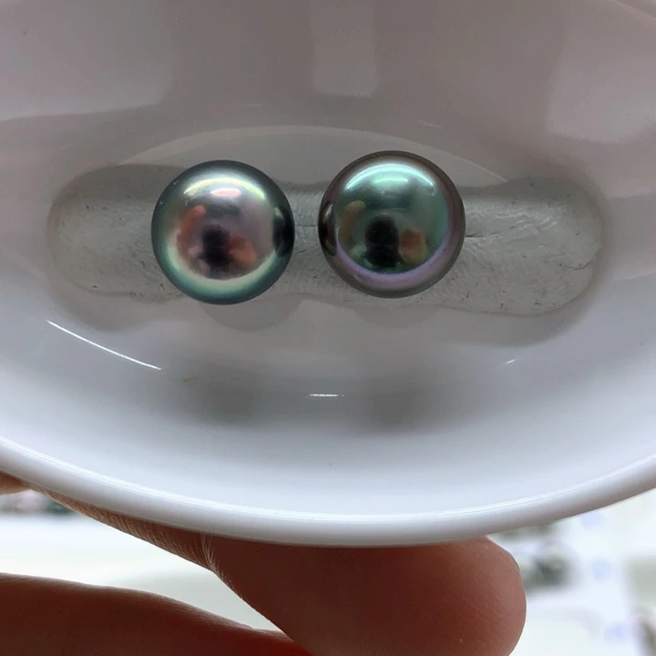 裸珠海水珍珠孔雀绿炫彩