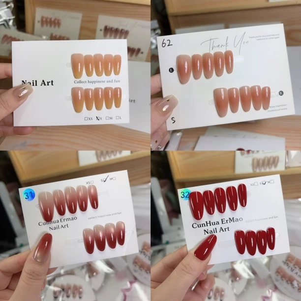 三单飞纯手工穿戴甲秋冬冰透裸色时尚简约气质嬛嬛渐变穿戴甲