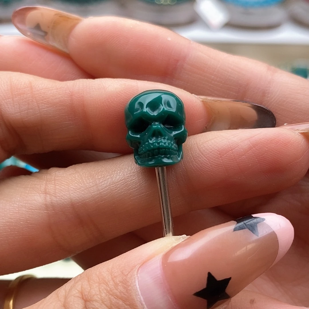 琉璃DIY精工油绿色11mm骷髅