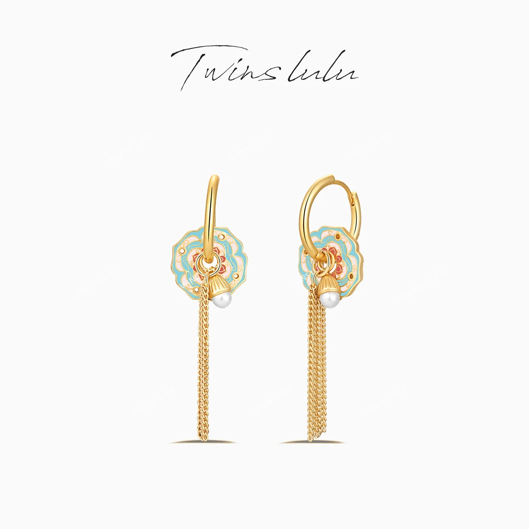TWINS LULU 流光风 秋上新 小众高级感新中式莲花流苏耳环TSL1744