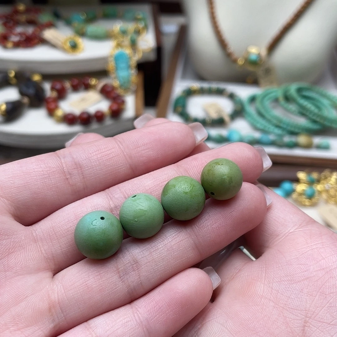 绿松石未镶嵌设计款圆珠