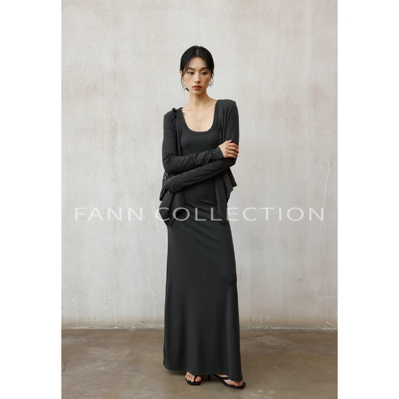 饭饭FANN COLLECTION 安道尔 莱赛尔天丝吊带连衣裙套装FANNE039