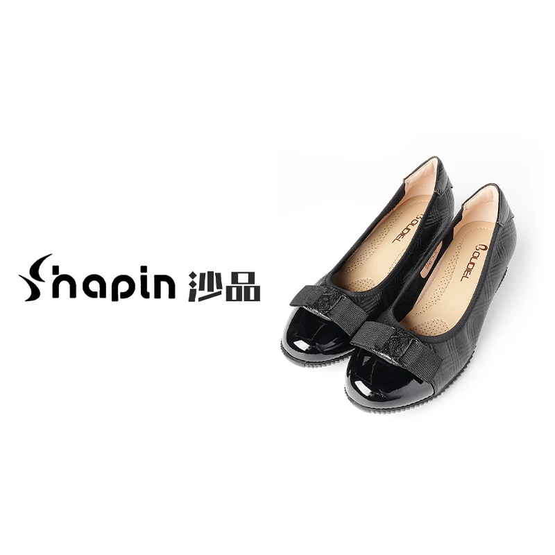 法式蝴蝶结真皮浅口软底坡跟鞋小香风舒适皮鞋XX223-28