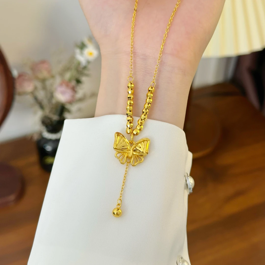 XL3765 镭射蝴蝶流苏蹦迪项链 精致锁骨链夏日高级感