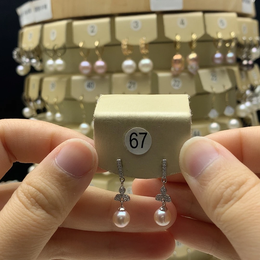 耳饰淡水珍珠银S925镶嵌6