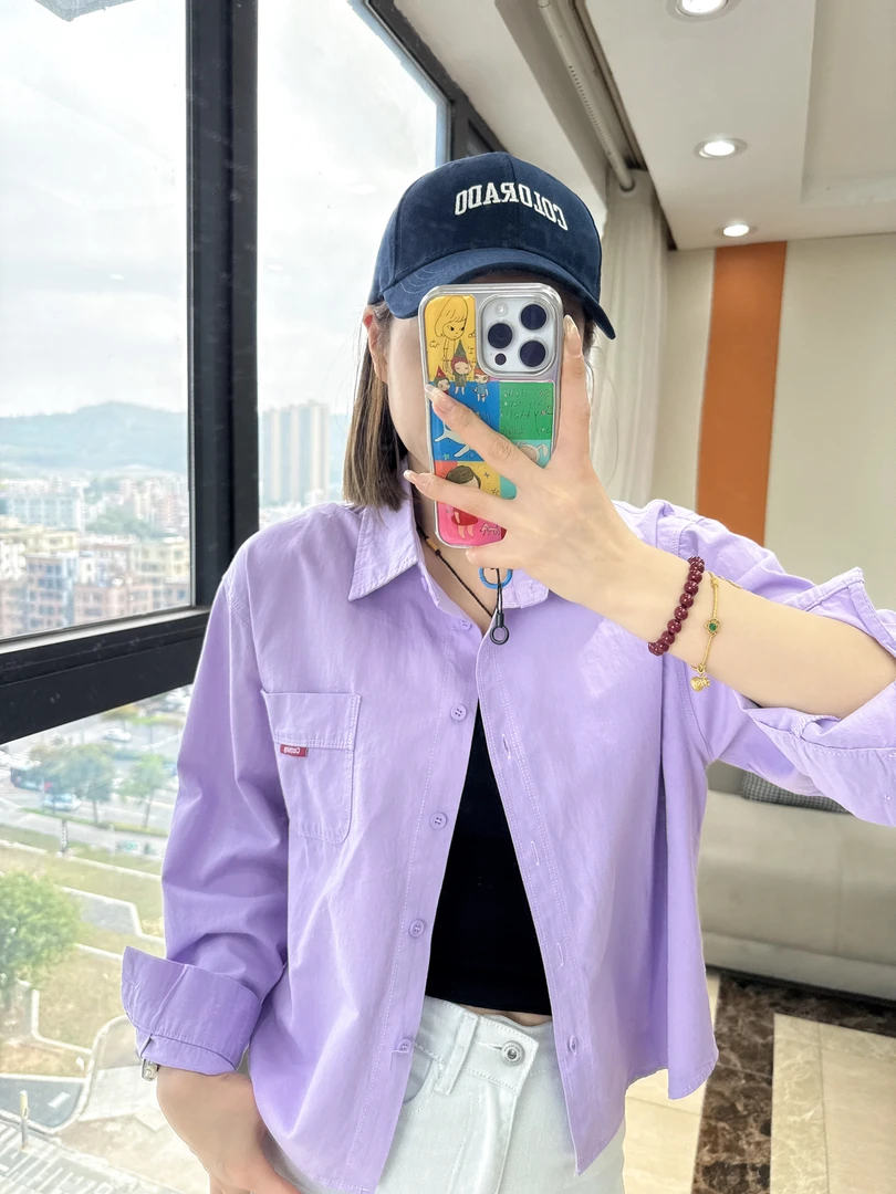 [开叉小版]设计感长袖衬衣开叉显瘦韩版衬衣百搭纯色休闲衬衫上衣