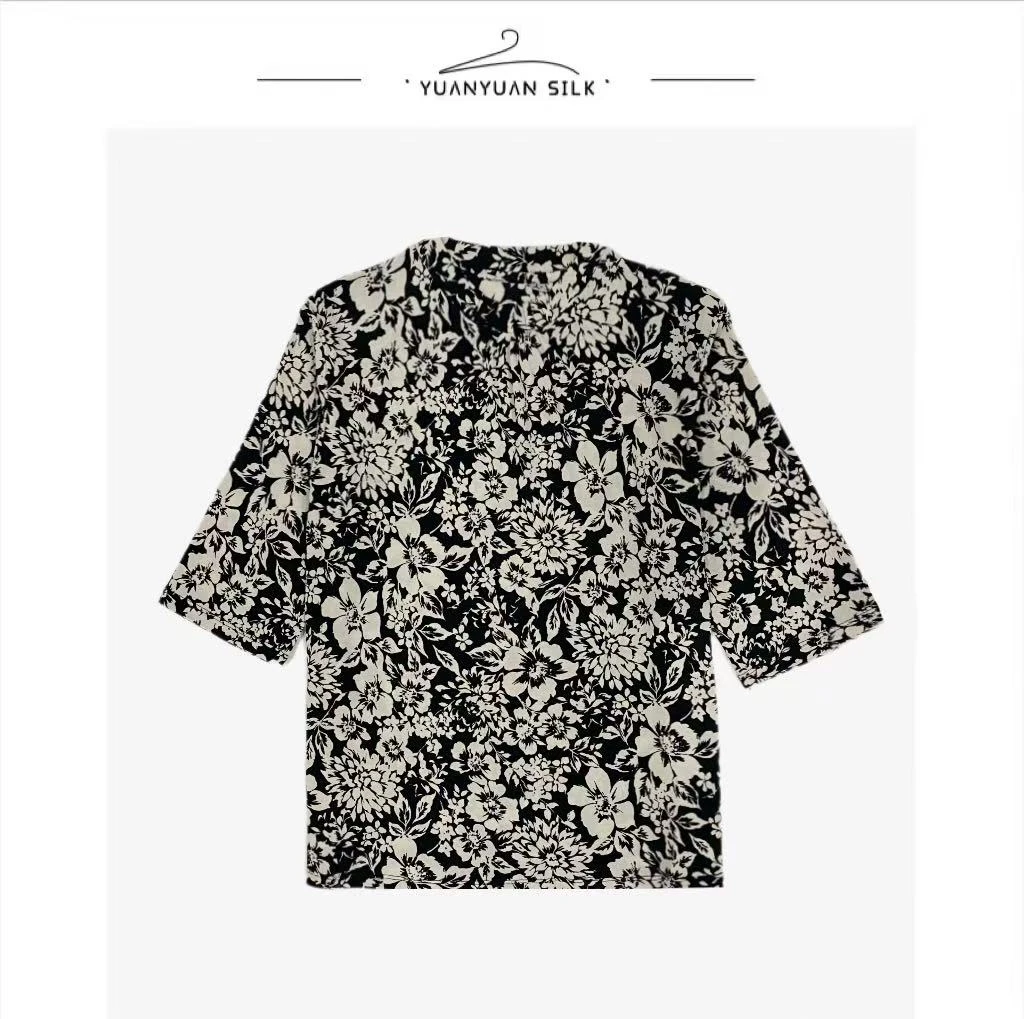 Y 2025春夏【印花上新】精湛印花工艺！100%针织桑蚕丝上衣sy27