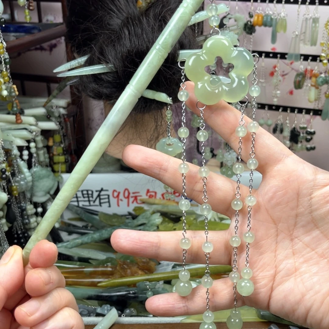 未镶嵌岫玉发饰长度20厘米左右