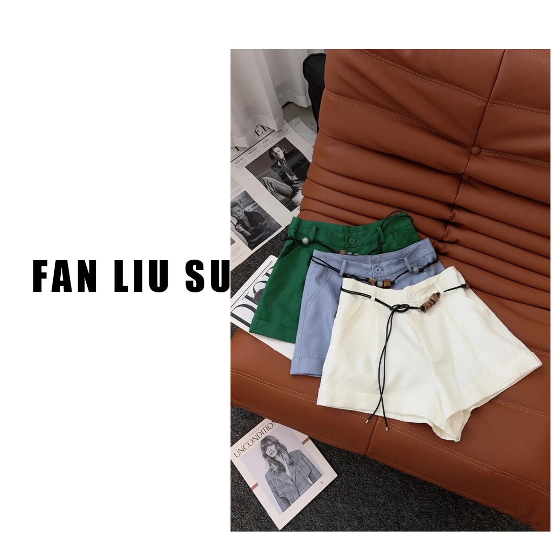 亚麻休闲裤阔腿裤短裤2025新款女士夏季