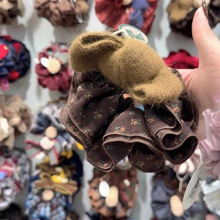 咸菜绿蝴蝶结碎花发圈22