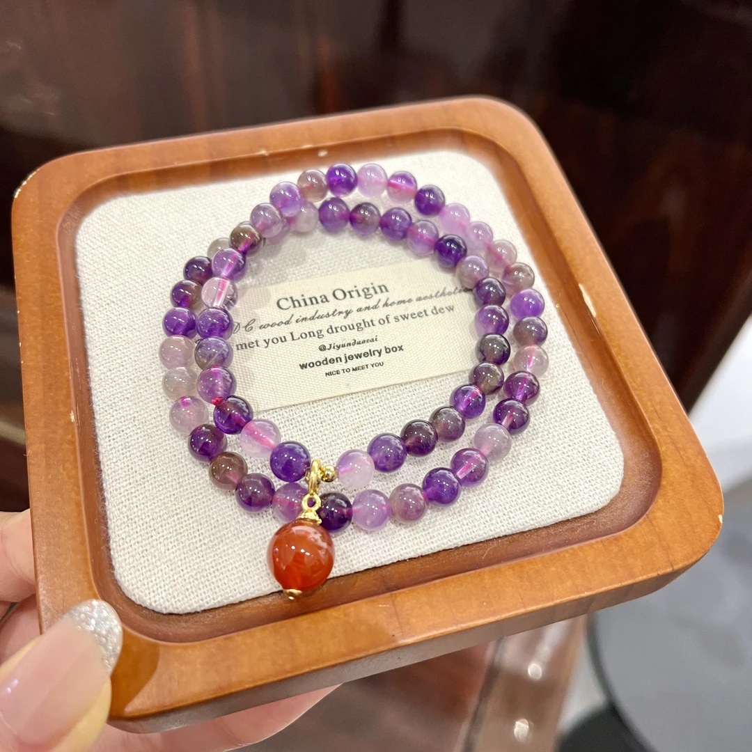 【上岸 耶耶原创设计】天然紫水晶双圈九紫离火女士手串乌拉圭