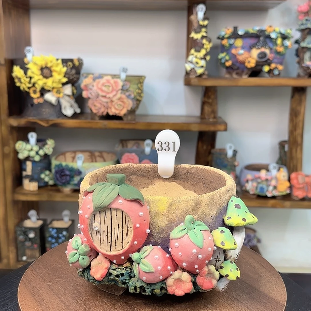 本默花器麦饭石手工花盆