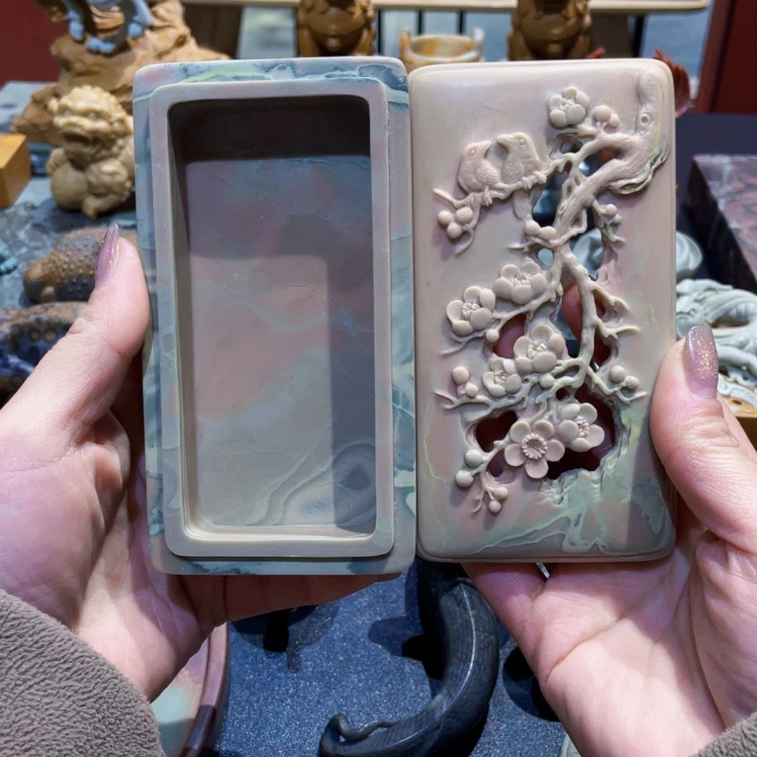 梅花香盒彩砚石精品