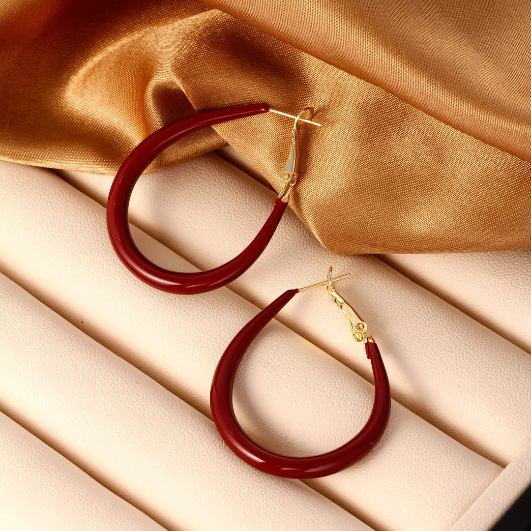 【KEFAN珂梵】百搭几何图案几何红色日韩耳环轻奢饰品法式瑞丽风