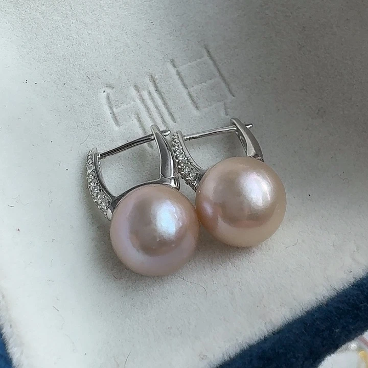 银S925镶嵌耳饰淡水珍珠