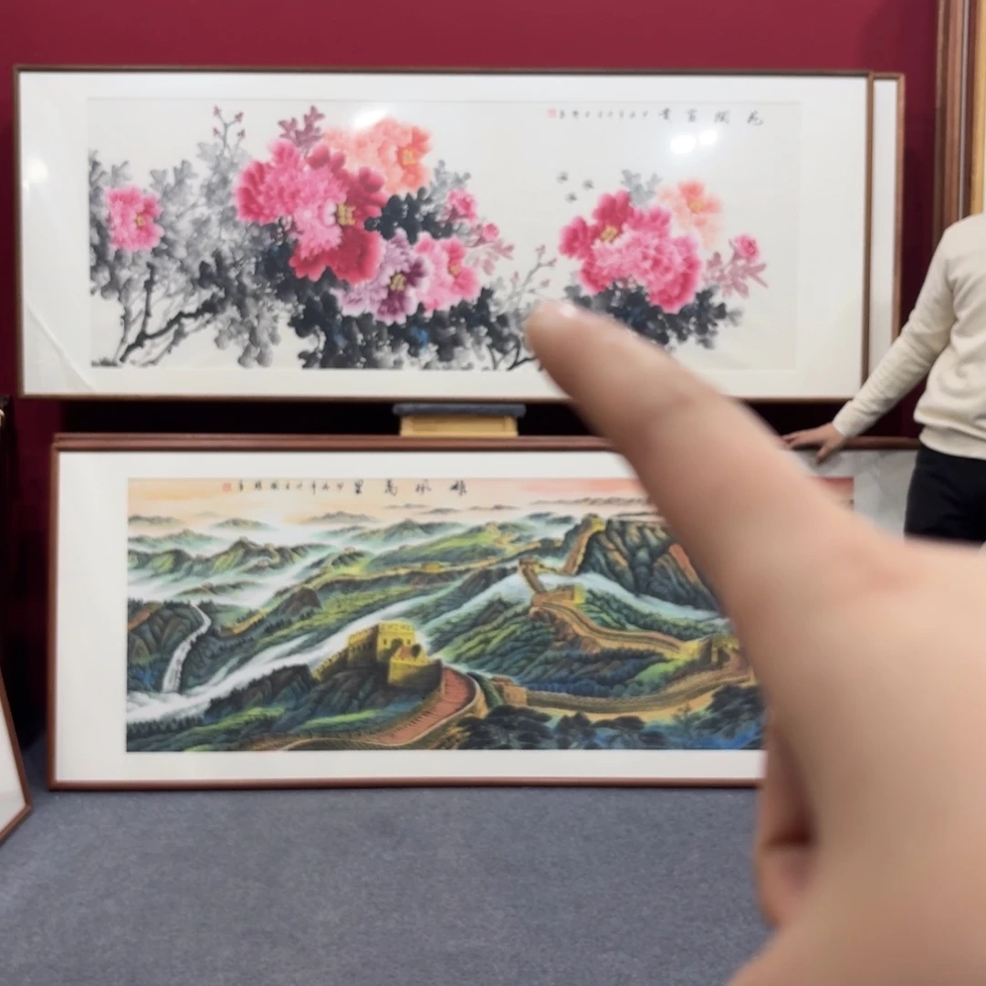 国画带框绘画210/80尺寸牡丹