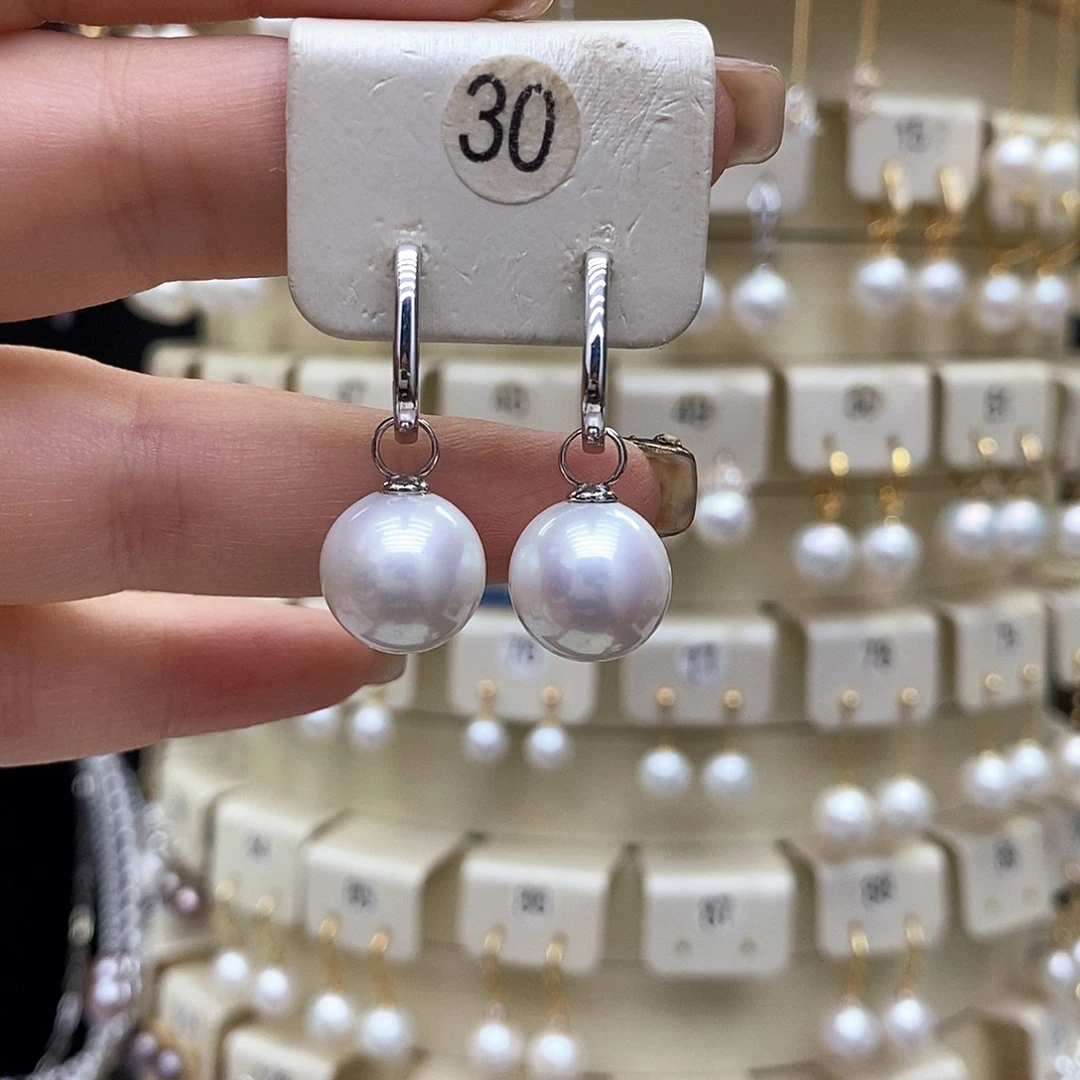 银S925镶嵌淡水珍珠耳饰