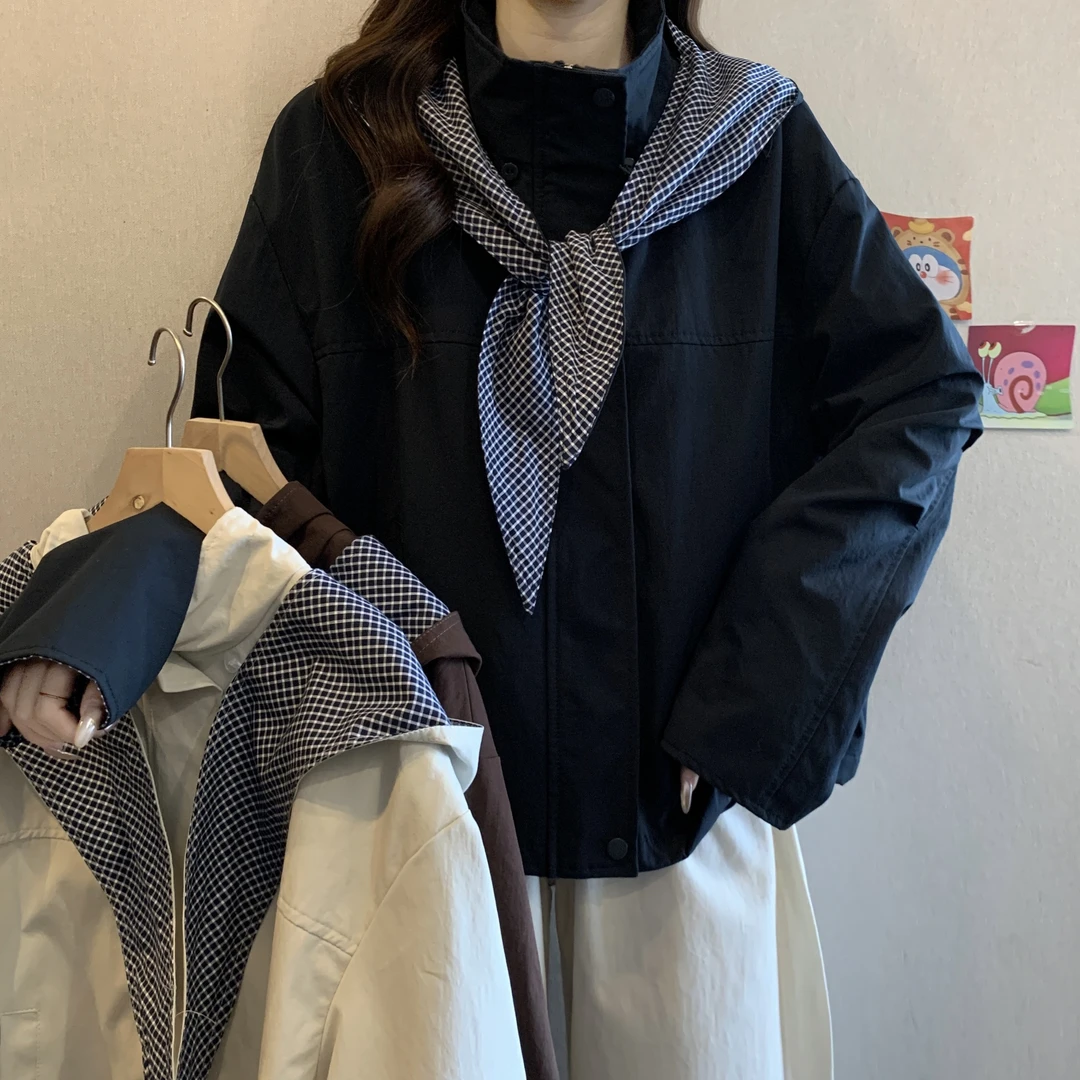 新品时尚披肩连帽棒球服外套女秋冬新款胖MM休闲显瘦气质百搭上衣