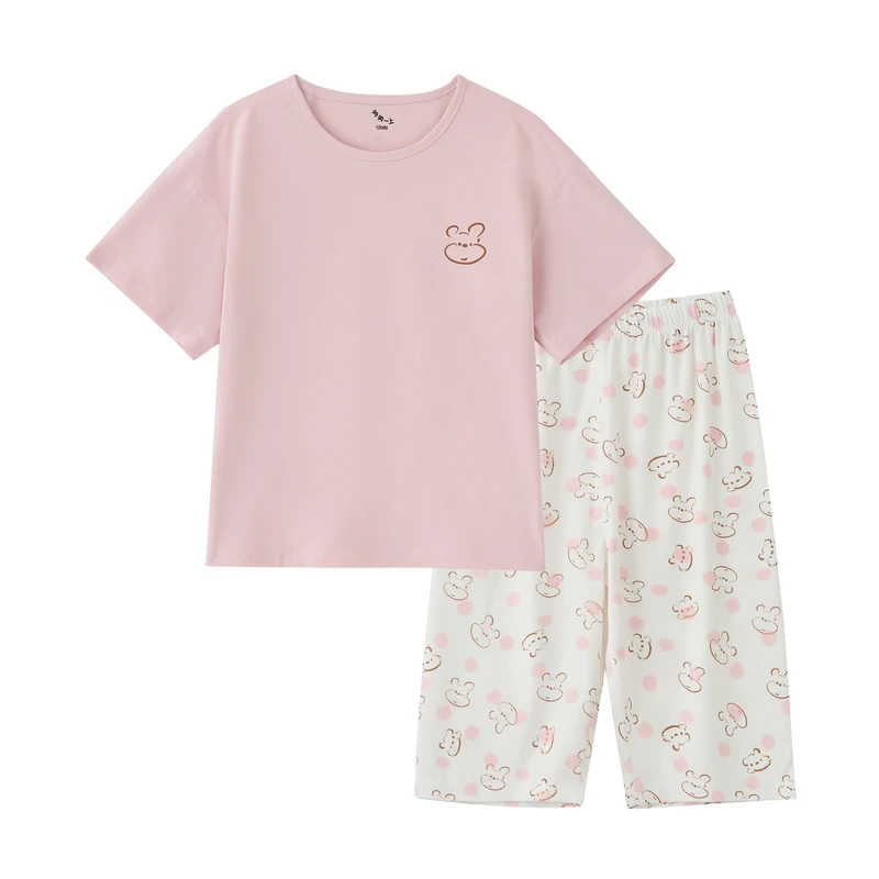 【单套包邮】多多一上女小25夏小熊莫代尔家居服（90-140码）4568A00X