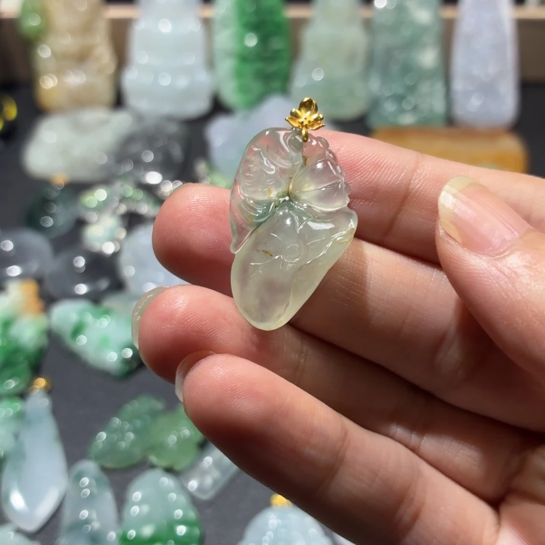 翡翠18K金镶嵌吊坠(不含链)