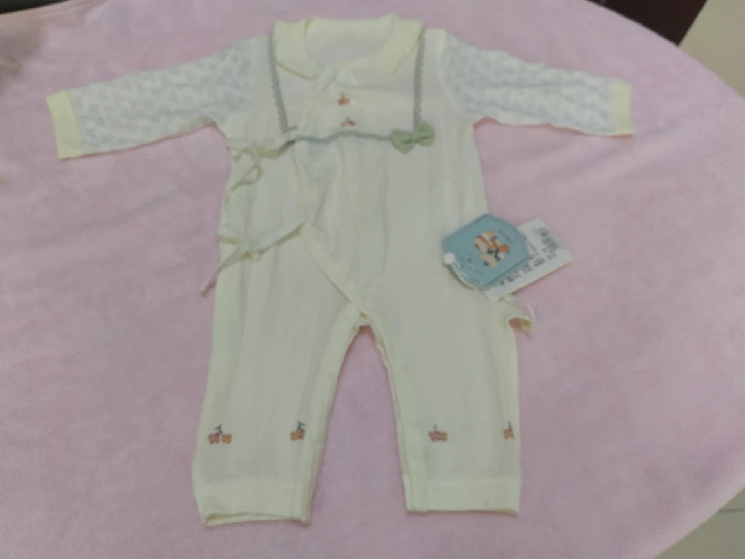 樱桃小花空调无缝系带哈衣新生儿哈衣婴儿连体衣