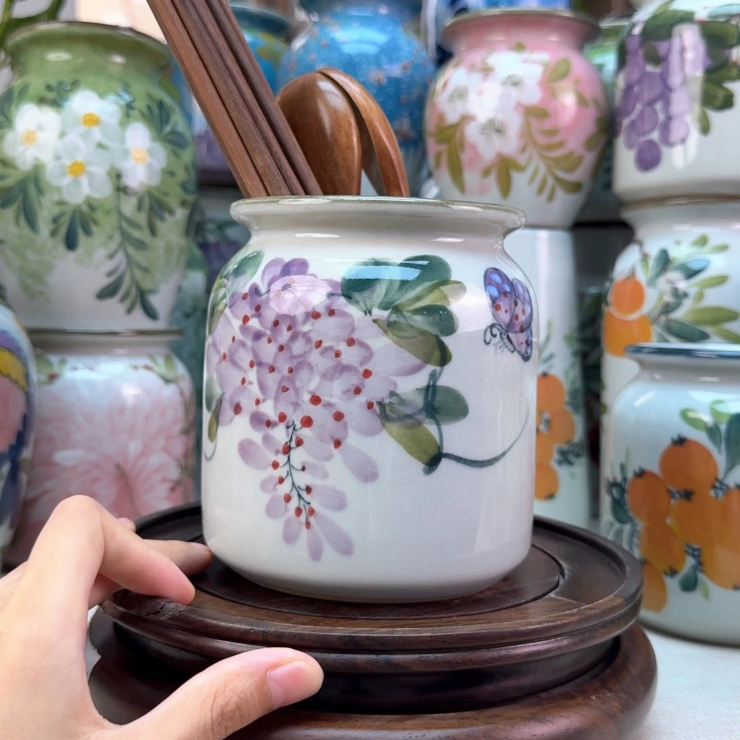 景德镇陶瓷手绘花瓶无孔