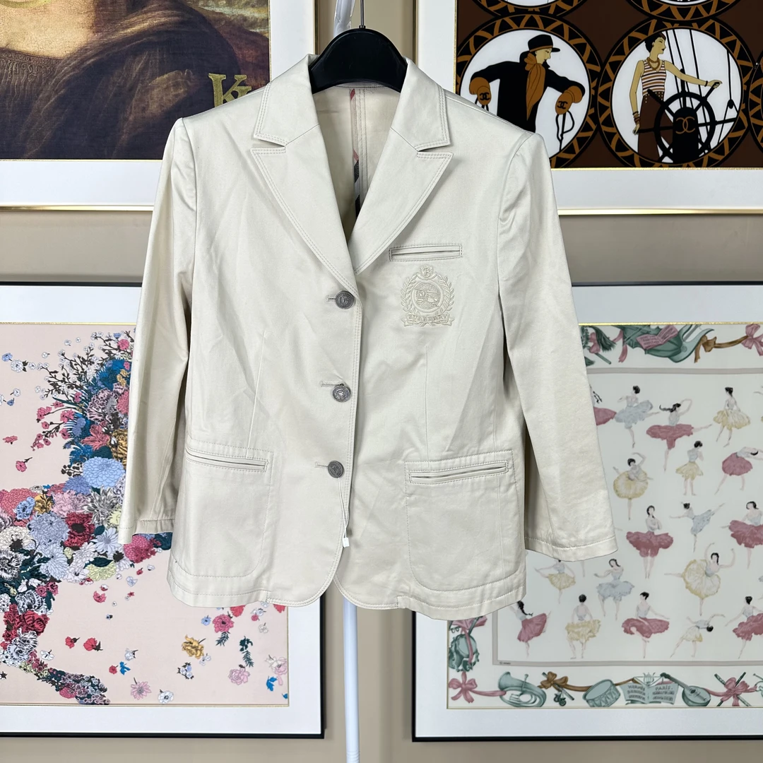 95新 BURBERRY/博柏利 刺绣南瓜马车logo西装外套/fy2412
