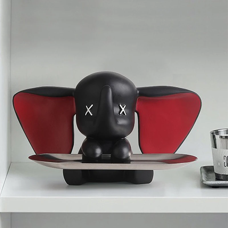 锦轩阁轻奢小飞象托盘摆件入户玄关钥匙收纳装饰品客厅乔迁礼物