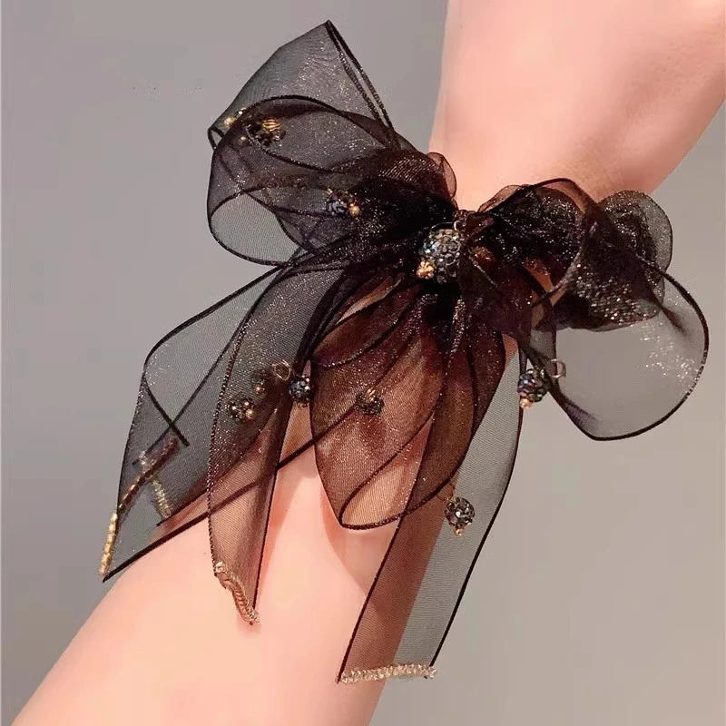 一眼心动~森系仙美蝴蝶结发圈头花2023年新款女扎头发的头绳头饰