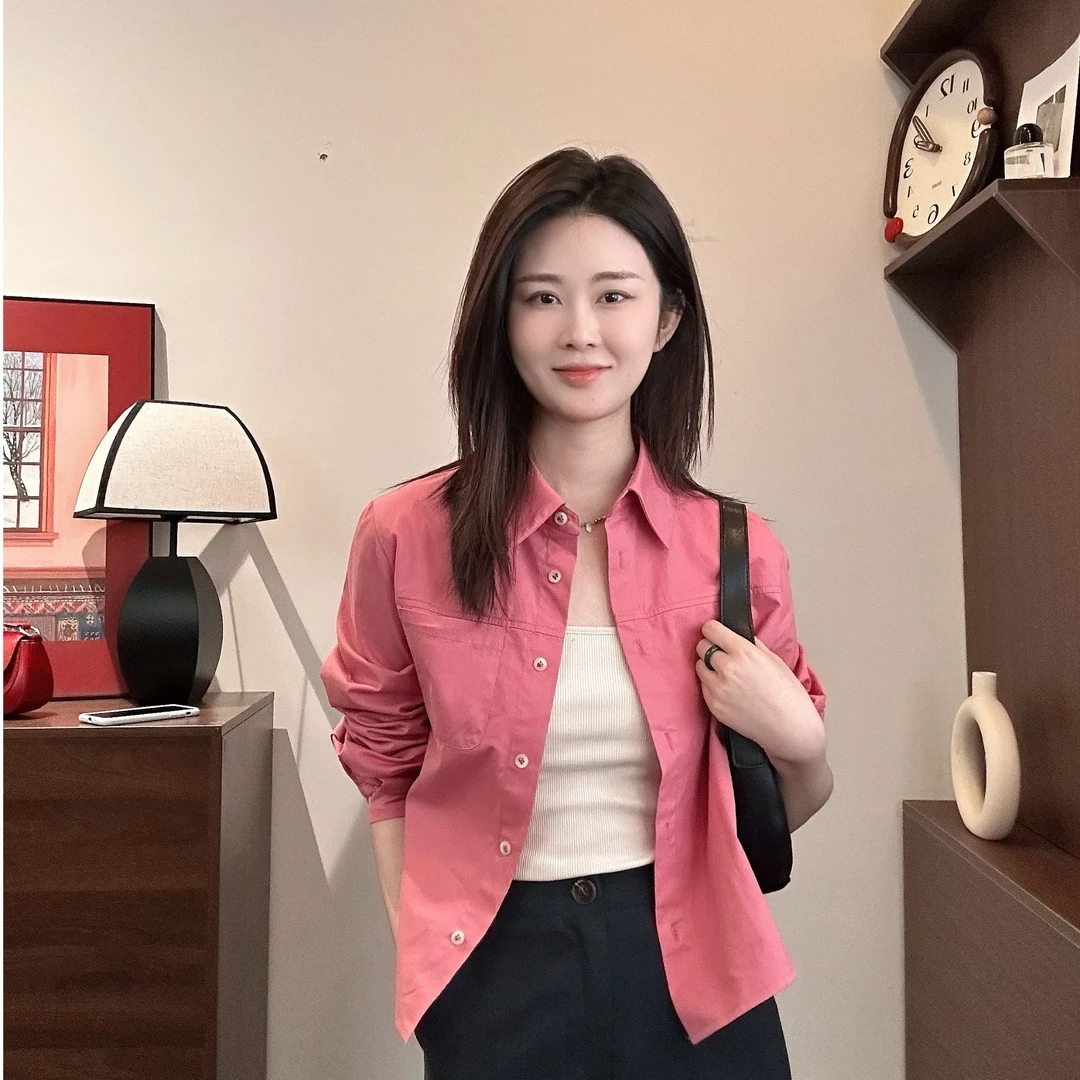 【Niche Young】觅觅 时尚休闲百搭翻领纯色小众衬衫QD10832