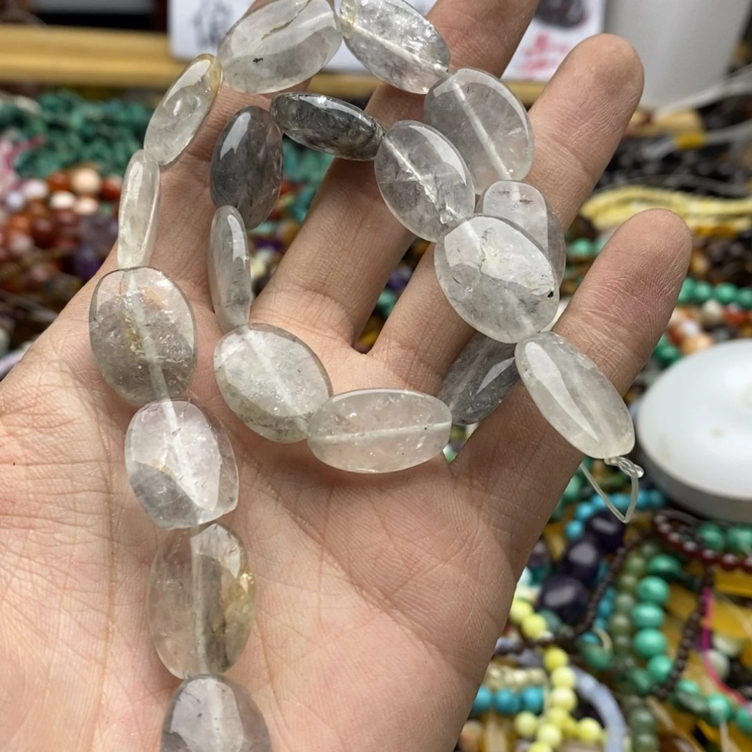 玛瑙/玉髓未镶嵌珠宝半成品一条微瑕云雾水晶F94