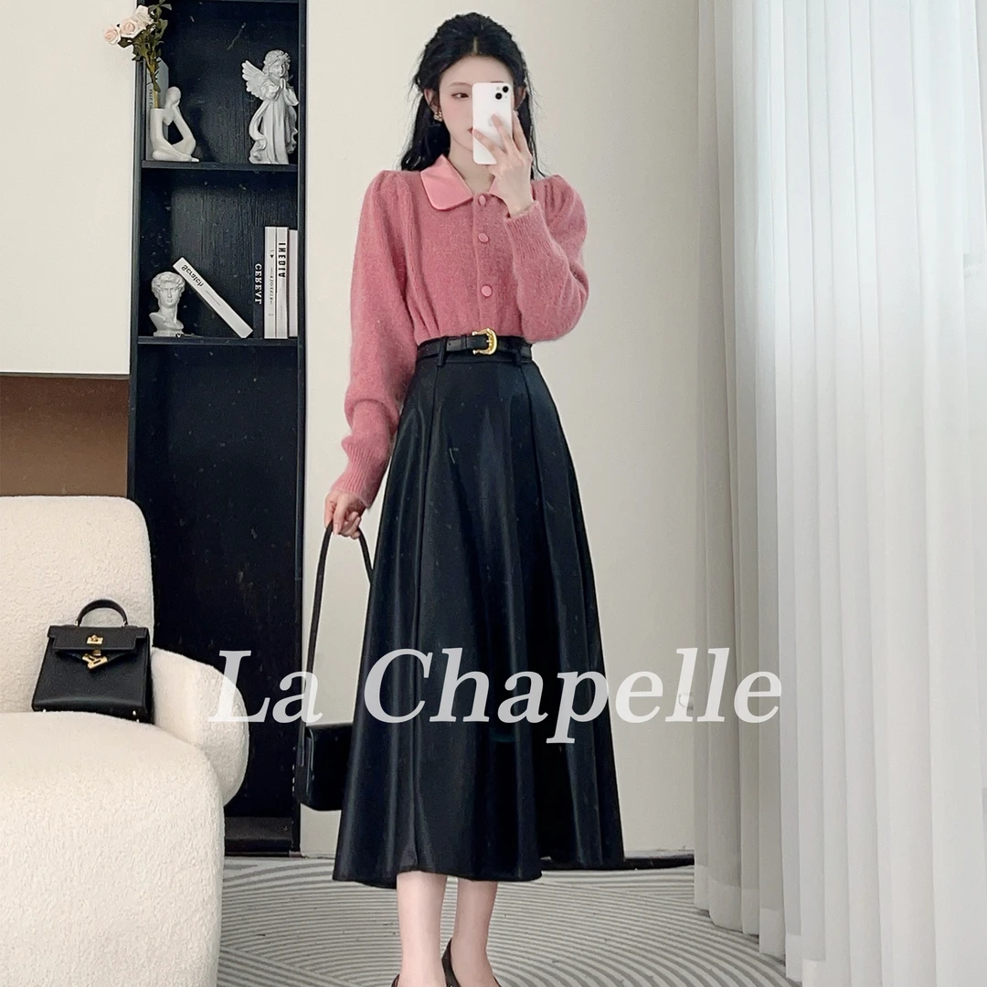 拉夏贝尔25春季新款法式休闲百搭气质设计感上衣+半裙10164 RQC