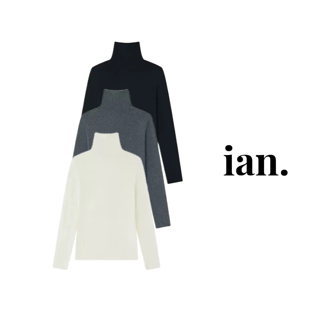 【ian】秋冬保暖堆堆领高领打底衫气质女士