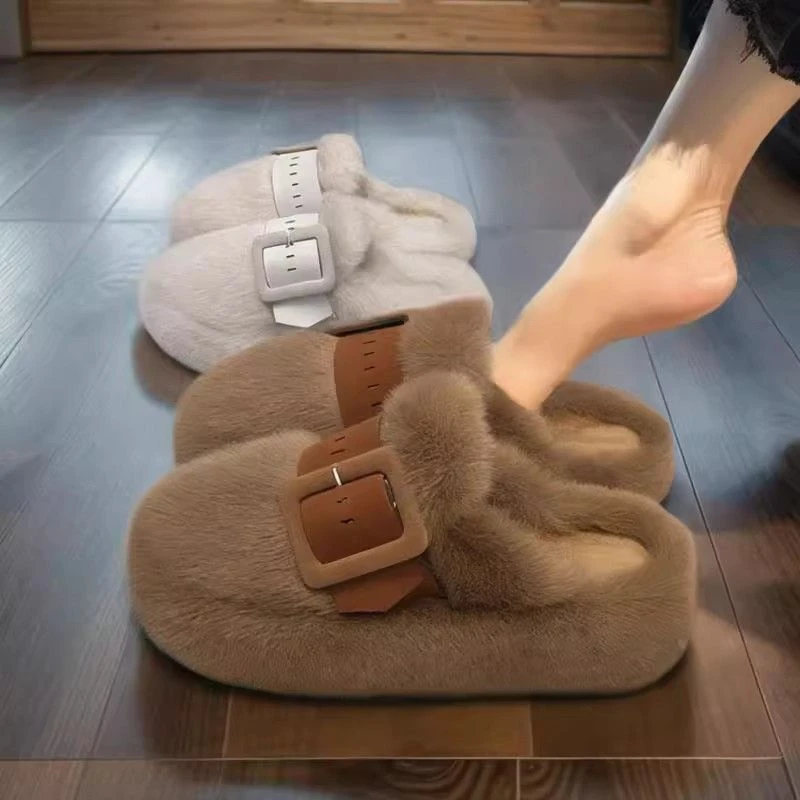 包头半拖毛毛鞋外穿新款冬天百搭女鞋鞋子拖鞋鞋子女款秋冬棉拖鞋
