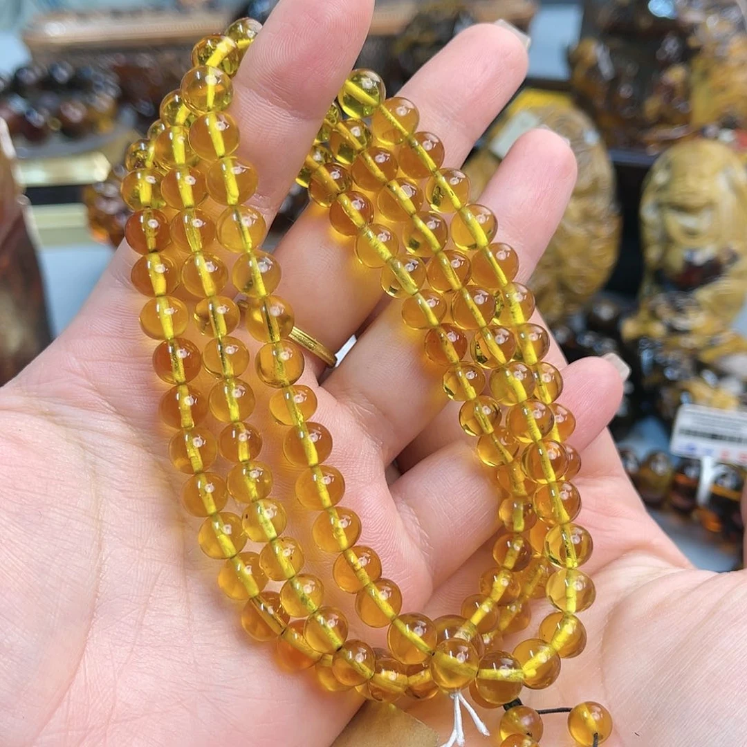琥珀手链未镶嵌缅甸琥珀108金珀8+
