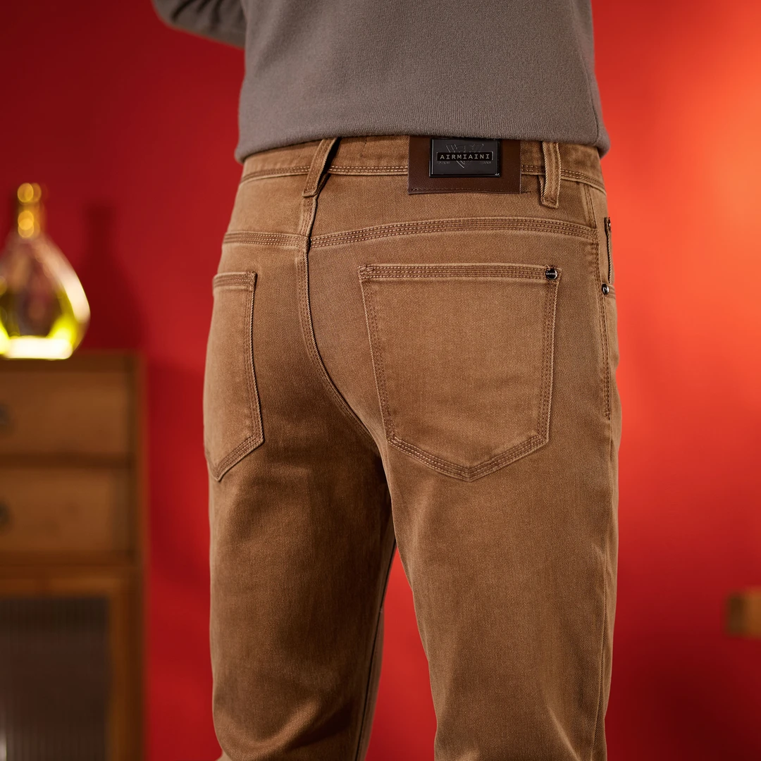 早秋新款土耳其色男士休闲牛仔裤高棉水洗弹力中腰轻奢欧版修身裤