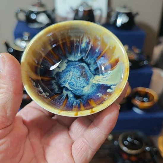子***东天然老黑釉斗笠盏