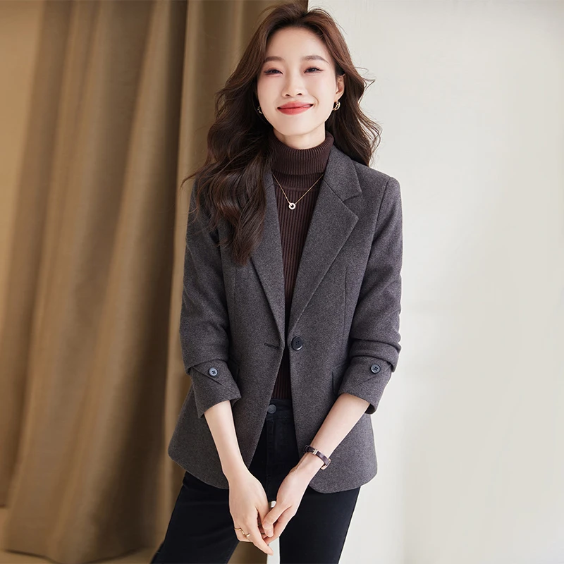 西装女外套春秋新款一粒扣长袖修身显瘦气质百搭休闲简约精致西服