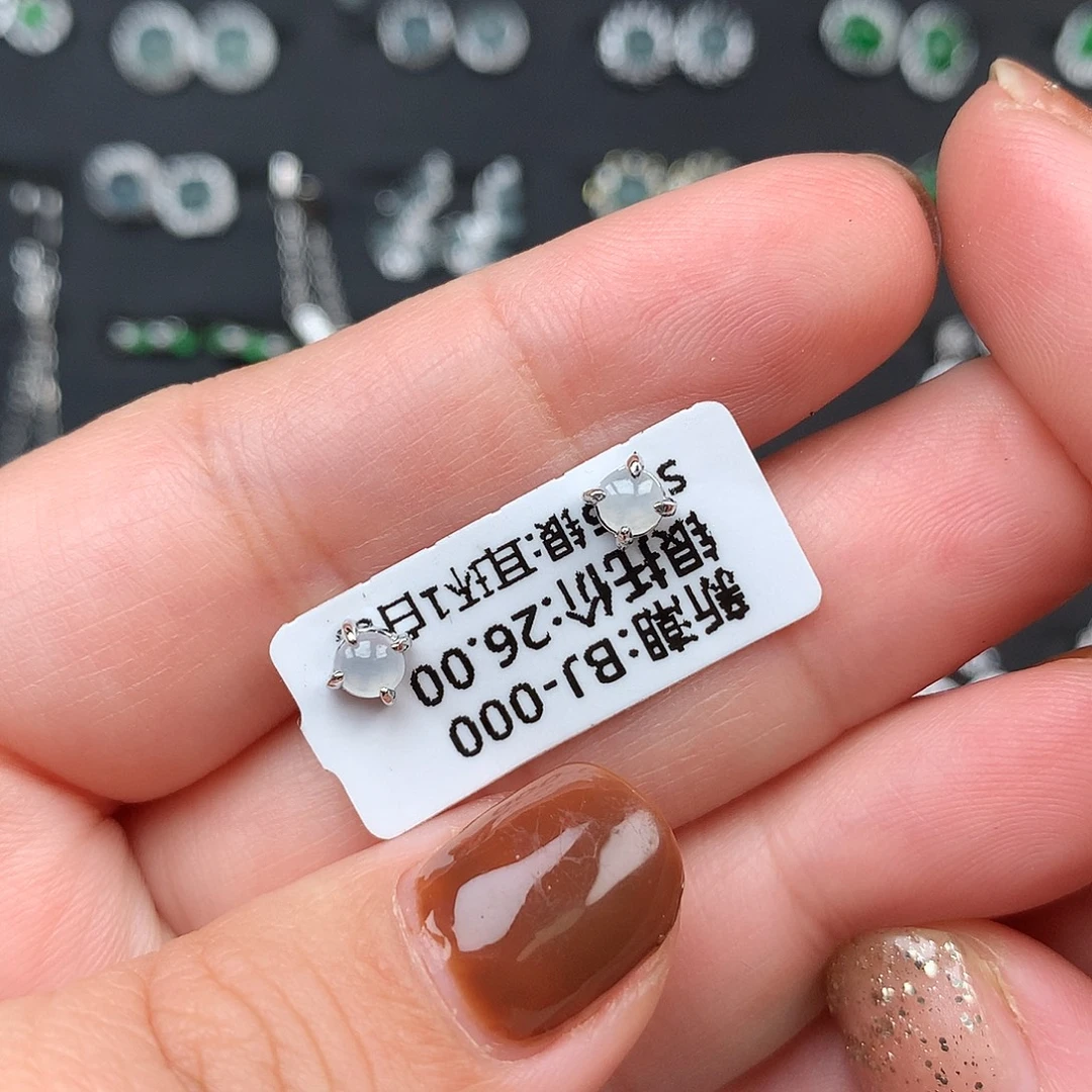 翡翠银S925镶嵌耳饰