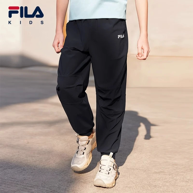 【斐乐儿童】2025夏季新款中大童运动时尚针织拼接长裤K52B523605