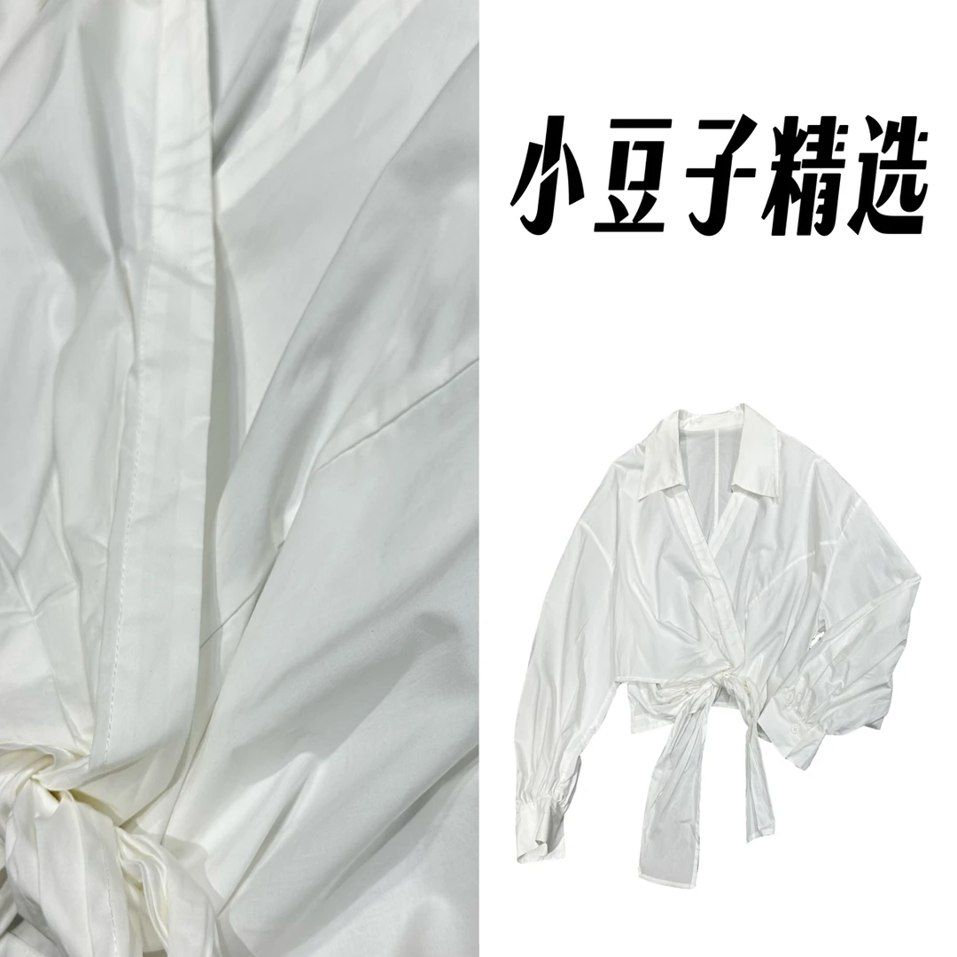 【南油小豆子精选】新款时尚系带翻领长袖衬衫小众设计洋气百搭