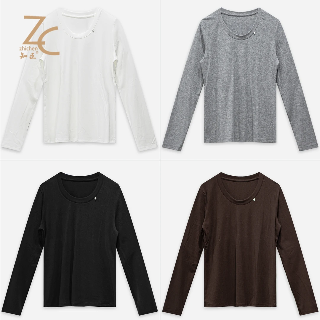 知臣秋季新品 多色简约圆领长袖打底衫女 T25813059