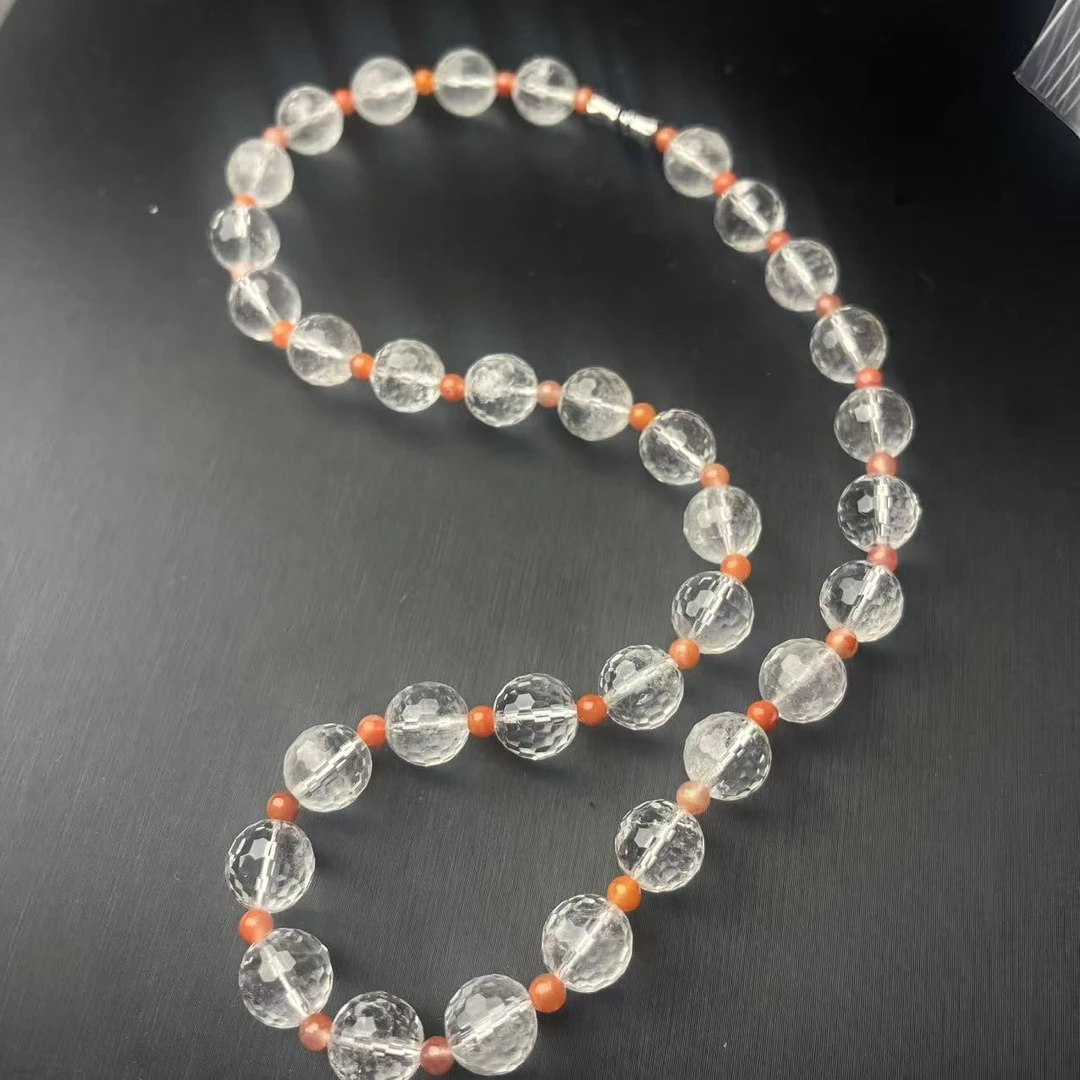 ZBG1712白水晶切面南红项链(珠宝多样性发其一）