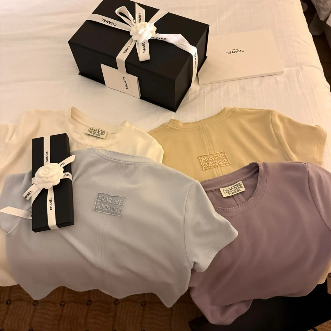 aaaaxbbb 开普敦季风 莫代尔基础打底韩系上衣百搭圆领短袖t恤女