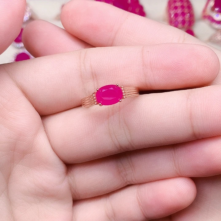 银S925镶嵌戒指红宝石