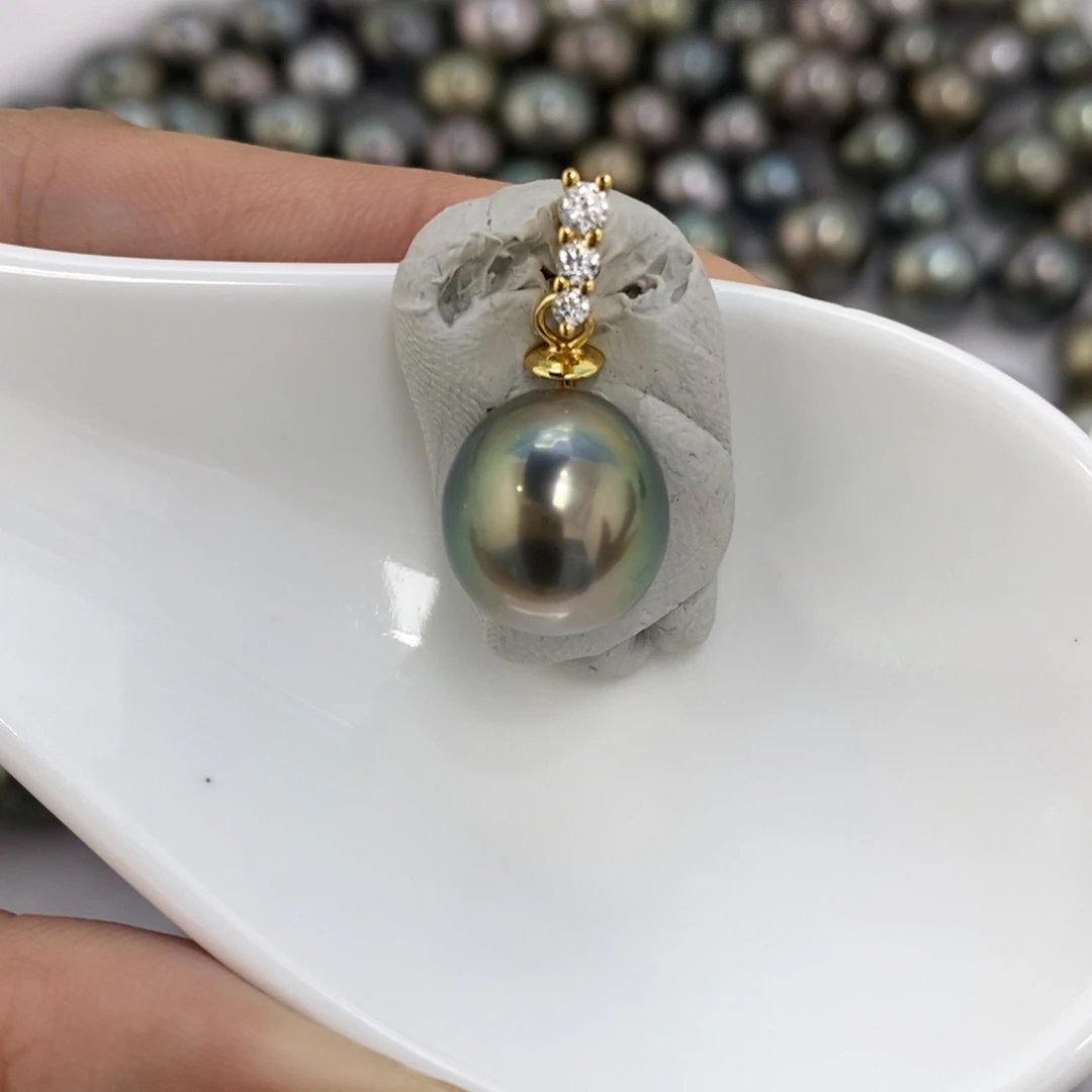 颈饰未镶嵌海水珍珠大溪地炫绿单珠11.4