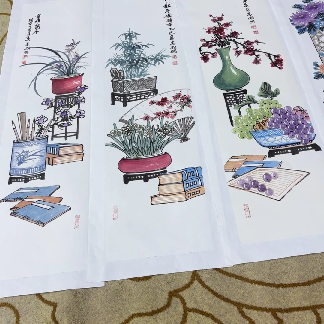 国画君**季郭志刚四条屏童