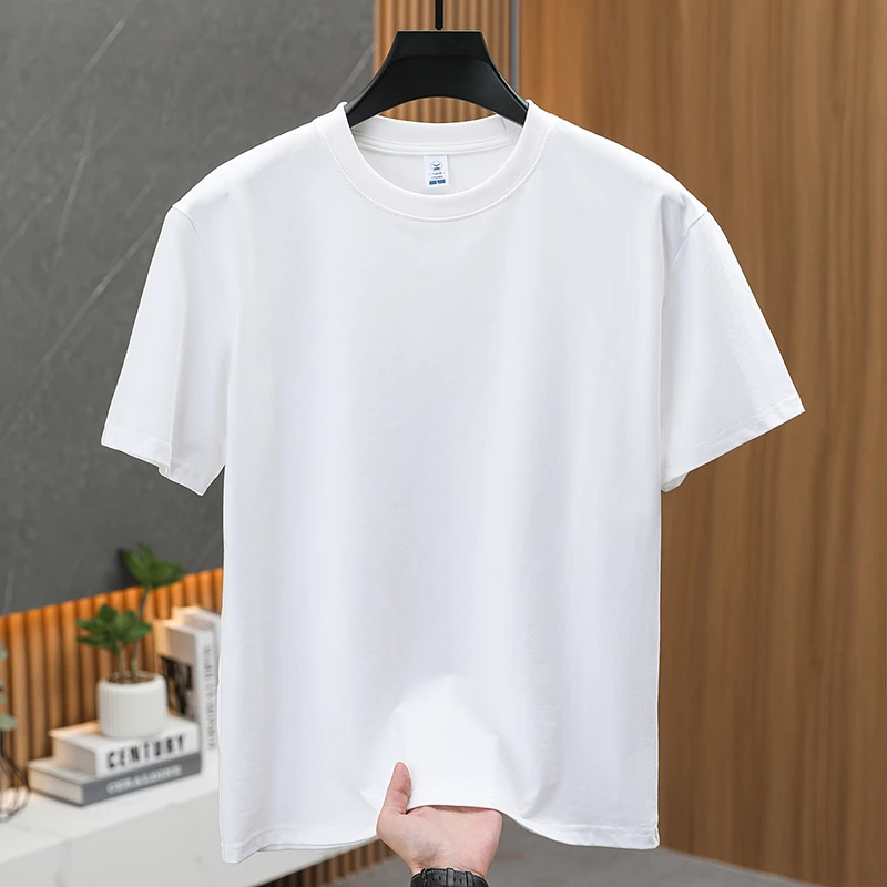 【两件装】男女同款重磅精梳长绒棉短袖圆领宽松打底衫纯棉t恤